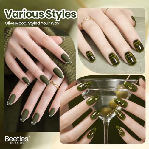 Image of Beetles Sheer Olive Green Jelly Gel Polish - Olive Martini 15ml Fall Gel