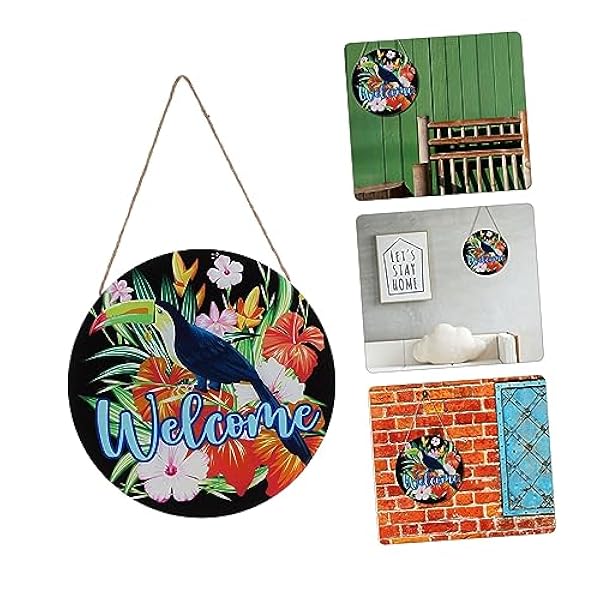 Toyvian 2 Stks Lijst Deur Teken Decor Welkom Teken Welkom Ronde Deur Teken Rustieke Outdoor Decor Houten Borden Land Home Decor Decoratieve Deurplaat Muur Versiering Deurplaat Versiering