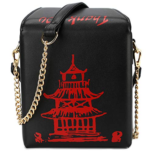 Bolso bandolera QiMing con estampado Torre y caja china miniatura 1