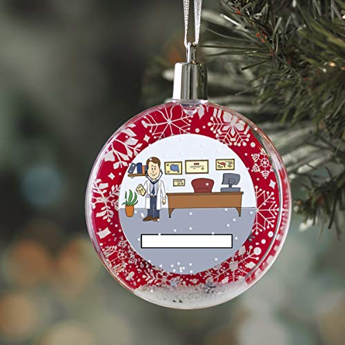 Personalized StoryLine Cartoon Caricature Snow Globe Christmas Ornament: Doctor - Male