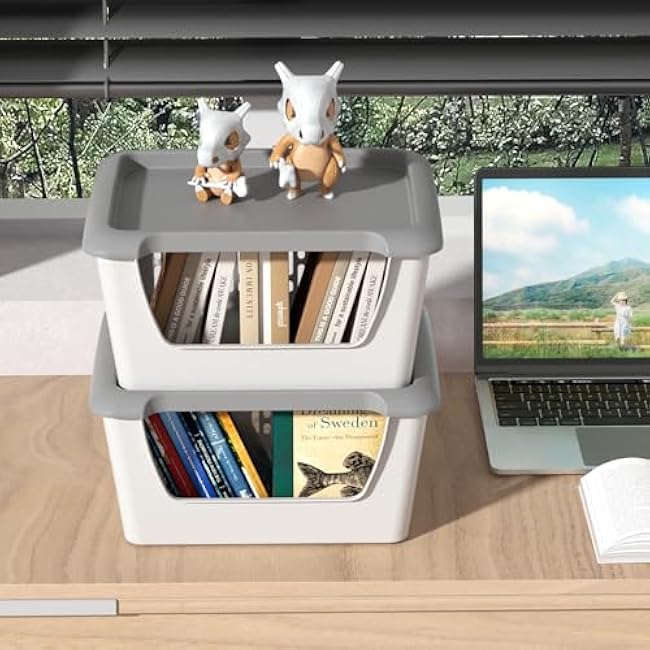 Zopnny Stacking Storage Baske Rack for Kitchen Fruit Vegetable Baskets with Wheels, Stackable Plastic Storage Carts, 5 Tiers-EQicVy54