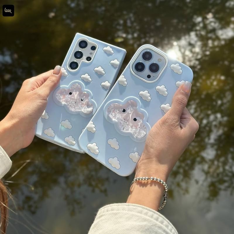 Image of COVERLY for iPhone 12 Pro 3D Blue Water Clouds Cartoon Case,Premium Silicone Case with Sky Aqua Cloud Liquid Floating Adorable New Cool Full Protective Cute Kawaii Cover for Apple iPhone 12 Pro