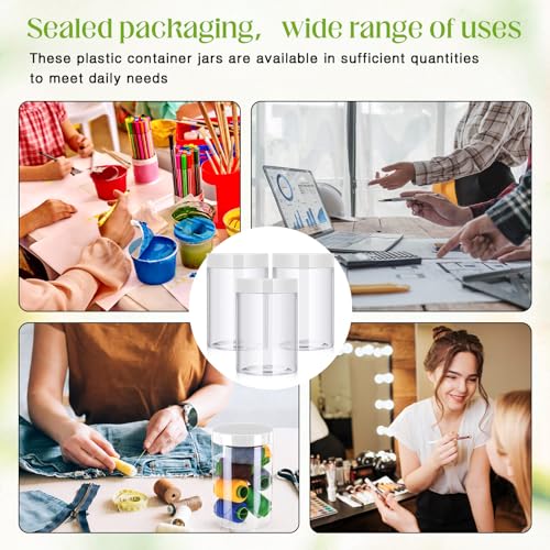 Image of Patelai 4 Pcs Plastic Jars Wide Mouth with Lids,27 Ounce,Clear