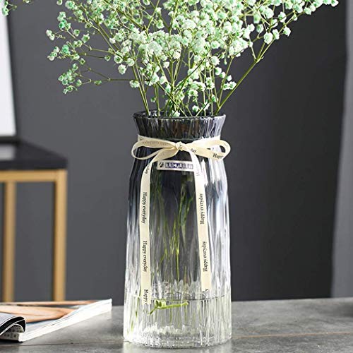 Woonkamer Vaas, Glazen Hoge Vaas Roos Tulpenvaas Creativiteit Cilindrische Vaas, Vlinderdas Decoratie, Gradiënt Blauw/Grijze Vaas , 11 * 11 * 24CM Decoratieve ornamenten - Afbeelding 6