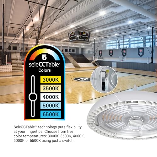 Metalux UHBS2 14-inch UFO High Bay LED Light Fixture 120-347V with Selectable Lumen, Selectable CCT and Selectable Beam Distribution, Wet Location, NEMA 4X, IP65, NSF Rated for Industrial Warehouse by Metalux - Used condition - Image 7