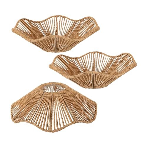 Dualoai 3 Pièces Abat-Jour Tissés Bohème, Abat-Jour en Rotin Tissé, Abat-Jour Tissé à La Main pour Lampadaire, Suspension, Plafonnier et Lampe de Table,...