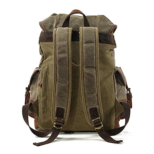 Large Capacity Leather Canvas Backpacks For Men School Bags Vintage Waterproof Daypack Laptop Backpack Bag4