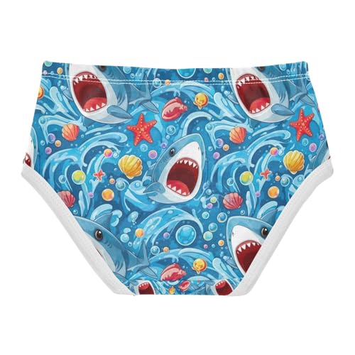 Cute Sharks Toddler Girls Underwear, Cotton Girls Underwear, 2T–8 Years2