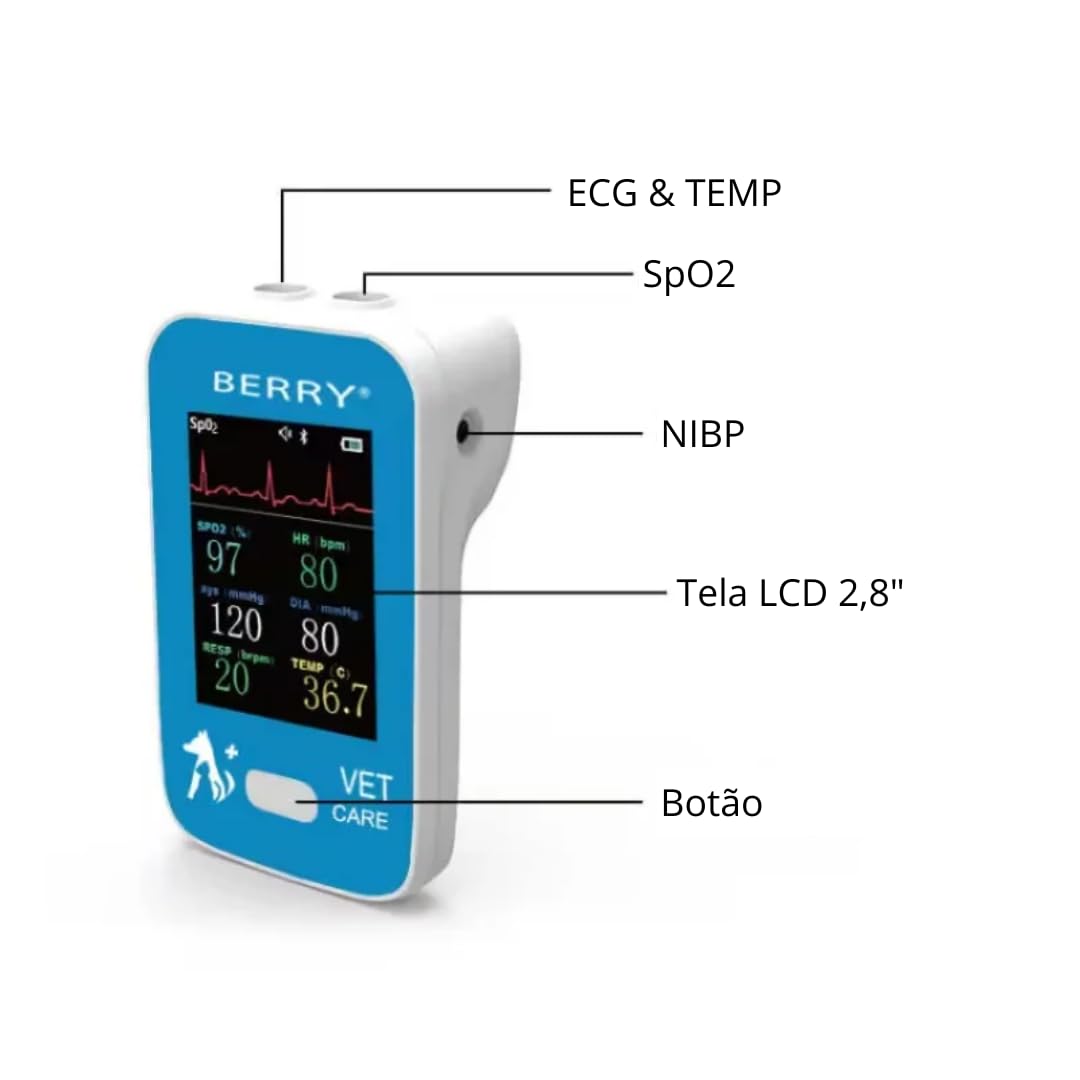 Monitor para perros o gatos, spo2, frecuencia de pulso, BP, monitoreo de temperatura, Berry nuevo modelo AM6200, monitor de paciente veterinario