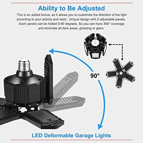 Mutois 2 Pack Led Garage Lights 150W 15000Lm Garage Lighting 6500K Daylight With Deformable Led Garage Light Ceiling Light Fixture E26/E27 Led Shop Light For Garage Basement Workshop #TOP2