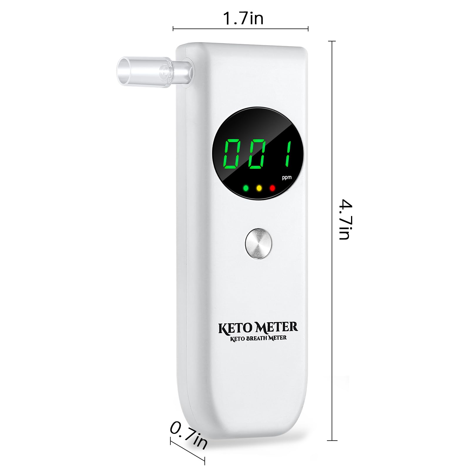 Ketone-Atemtester Professioneller Ketone-Atemtester Neuer verbesserter Ketone-Atemtester, hochpräzises Ketone-Messgerät zur Erkennung von Diät und Ketosestatus (Weiß)
