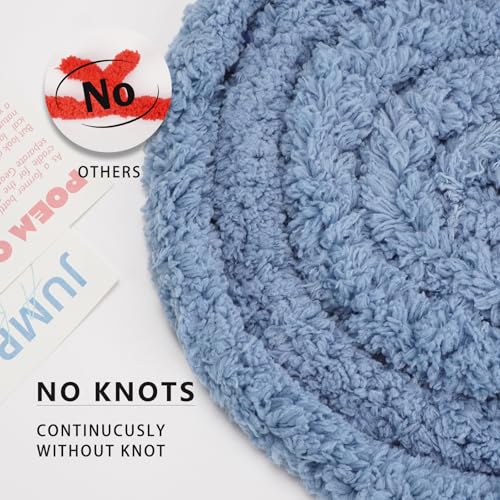 Image of Chunky Yarn for Hand Knitting, Chunky Chenille Blanket Yarn for Crocheting, Bulky Soft Fluffy Chenille for Blanket Project, 8 Pack of 8oz /25yds, Fog Blue