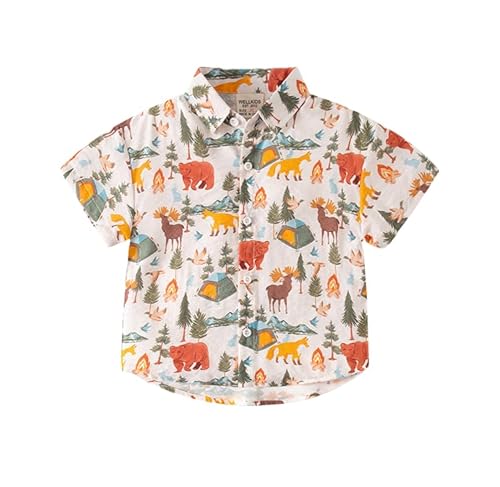 Image of Irsutey Toddler Baby Boys Casual Short Sleeve Colorful Cute Graffiti Print Button Polo Shirt (Multicolor,5 Years)