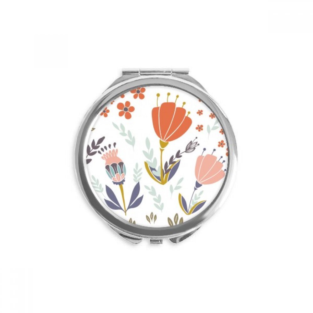 Espejo redondo de bolsillo con diseño de planta de flor de naranja 5