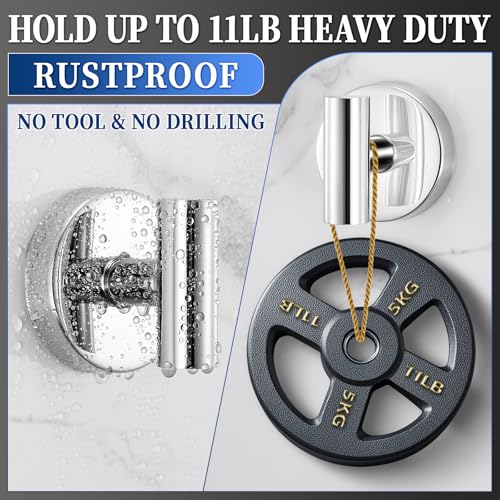 warlve Heavy Duty Reusable Suction Cup Hooks for Shower - No Drill Bathroom/Glass/Mirror/Tiles & Metal Surfaces,and Smooth Non-Porous Surfaces for Towels, Robes, Loofahs (2, Chrome Polished) — view 2