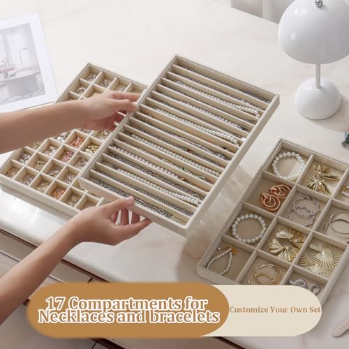 Image of Large Velvet Jewelry Tray Display Drawer Inserts 2 Pack