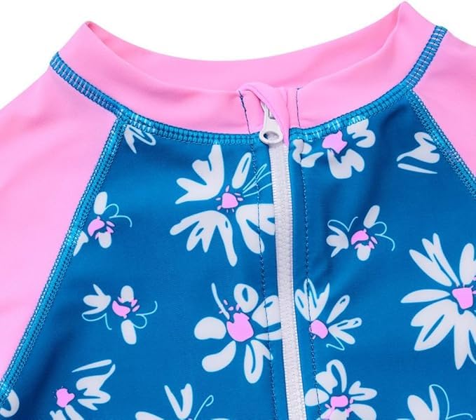 Image of Girls Swimsuit Long Sleeve Rash Guards Swim Suit 4-12Y