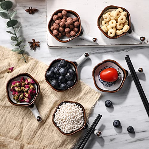 forkmannie Ceramic Sauce Dish Set of 6 Soy Sauce Dipping Bowls Appetizer Plates Side Dishes Serving Dish Japanese Style Dinnerware Set (Blue-2) - Thumbnail 4