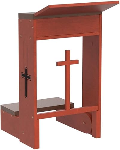 Miniatura 4 de Taburete de banco de oración, de madera maciza con banco y mesa plegable en el hogar, mesa de oración de iglesia, estante acolchado para