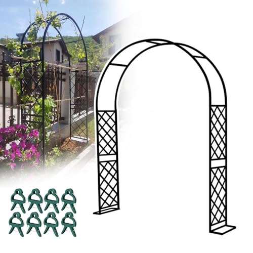 Arco de Jardín Enrejado Pérgolas en Acero, 180 200 370 310 240 260 280 Soporte para Rosas Enredaderas, Impermeable Arcos con 8 Clips de fijación para Plantas ﻿(Negro,350cm Wide x 240cm High)