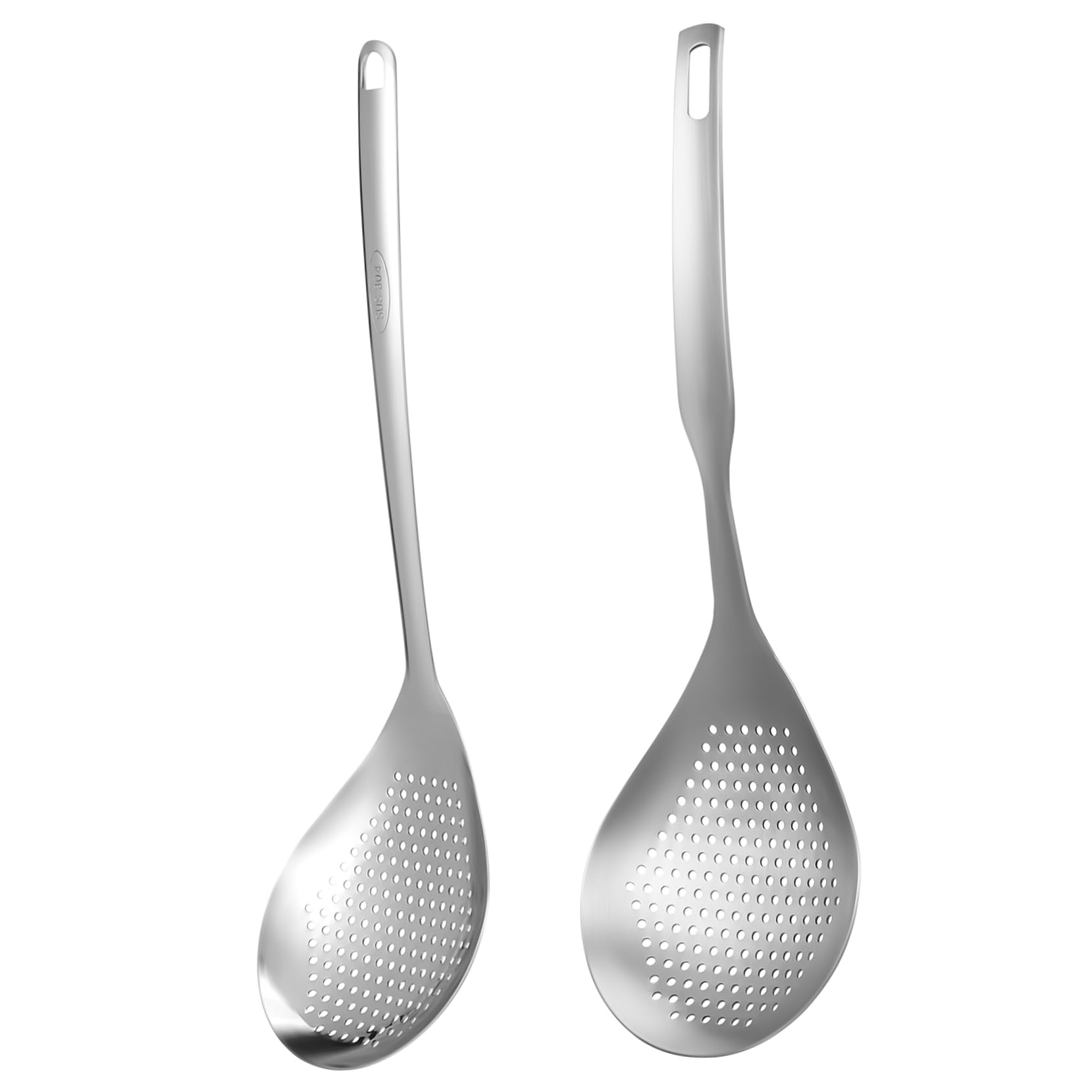 OKUMEYR 2pcs Stainless Steel Skimmer Spoons Fine Mesh Strainers with Extended Handles for and Straining for Hot Pots and Frying