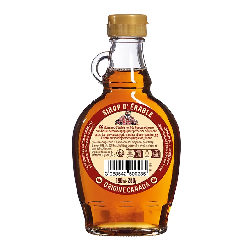 Lot de 12 bouteilles de sirop d'érable du Canada 250g -190ml Maple Joe