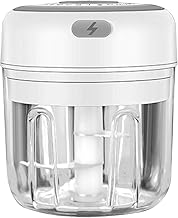 XWU Mini picador de alho elétrico, picador de temperos potente e prático Usb recarregável para picadores de cebola e gengibre Processador pequeno picador de carne Salada de frutas vegetais,branco250ml