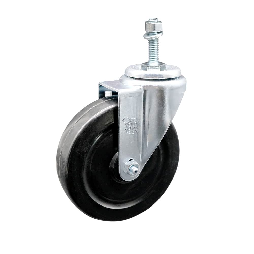3" Swivel Caster with 10mm Threaded Stem, Hard Rubber Wheel and Brake - 275 lbs. Capacity - Service Caster Brand