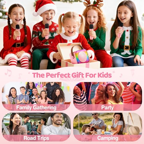 Miniatura 7 de Gontence Juguetes Karaoke Para Niños Con 2 Micrófonos, Tarjeta De Regalo, Tarjeta Tf, Luces Led, Efectos De Cambio De Voz, Karaoke Regalos Para Adultos, Niña Niño 4, 5, 6, 7, 8 Años