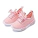 Daclay Zapatos niños Niñas Deportivo Transpirable Malla con Parte Superior de Cuero cómoda Suave Cordones Zapatillas Sneakers (35 EU,Rosa)
