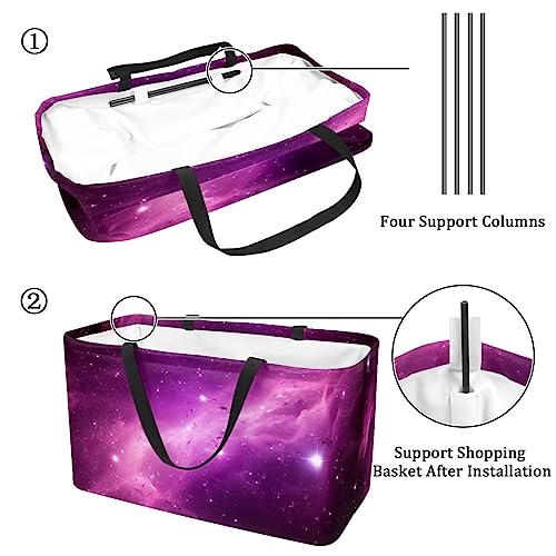 Sac d'épicerie réutilisable compact violet lavable pour courses - 4