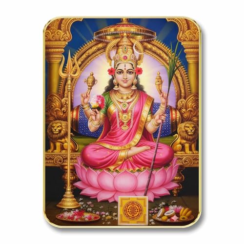 Image of SAF Divine Maa Lakshmi Wall Art with Table Top Stand & Wall Hanging Hole | Premium MDF Religious Painting for Mandir Living Room Bedroom Office Home Decor Gift