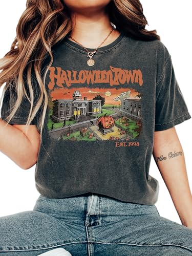 Retro Halloweentown Shirt Comfort Colors Halloweentown University EST 1998 Halloween Town Shirt Cute Fall Tee Vintage Halloween Shirts for Women Mens Halloween Tshirt