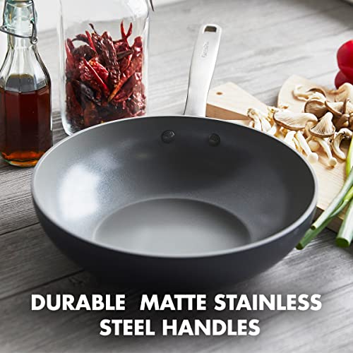 Greenpan Chatham Hard Anodized Healthy Ceramic Nonstick, 11" Wok Pan, Pfas-Free, Dishwasher Safe, Oven Safe, Gray #TOP5