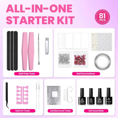 Image of Beetles Gel Nail Polish Kit with U V Light, 55 Colors 81 Pcs Gel Polish Kit