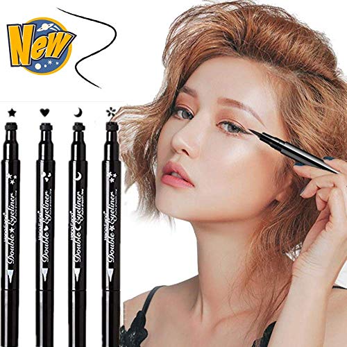 Eyeliner líquido con sello doble punta 4 unidades resistente miniatura 5