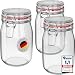 Produktbild WELLGRO 3x Einmachgläser mit Bügelverschluss rund 1140ml, Fermentierglas, Vorratsgläser mit Deckel - Gläser mit Deckel Made in Germany