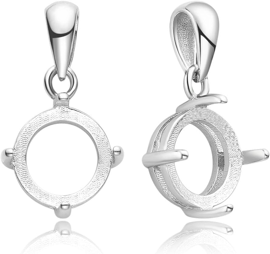 1pc Adabele Authentic 925 Sterling Silver Hypoallergenic Open Back Bezel Blank Tray Setting for 8mm Round Cabochon Pendant DIY Craft Jewelry Making SS98-8