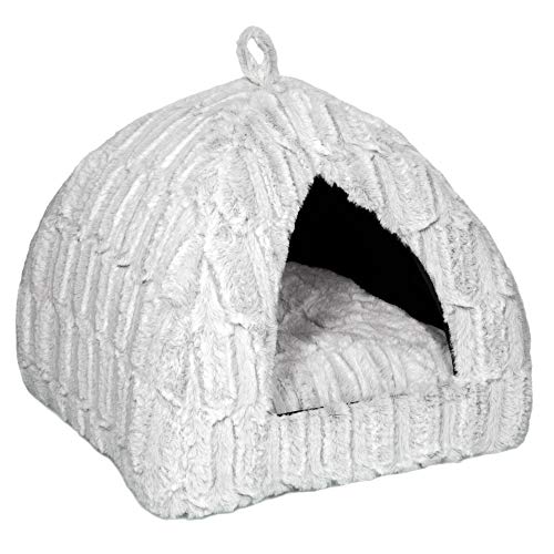 Petface Luxury Bamboo Plush Cat Igloo Bed, Cosy Pet Hideaway for Cats and Kittens, Includes Removable Cushion, 40D x 40W x 35H cm