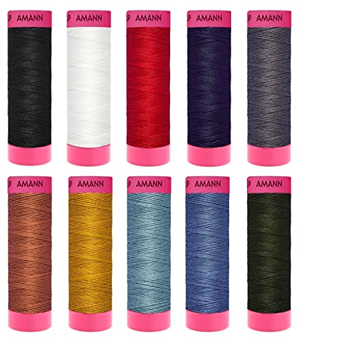 AMANN 30er - Jeansgarngarn Knopflochgarn 10 Rollen á 30m reißfest und robust Cover