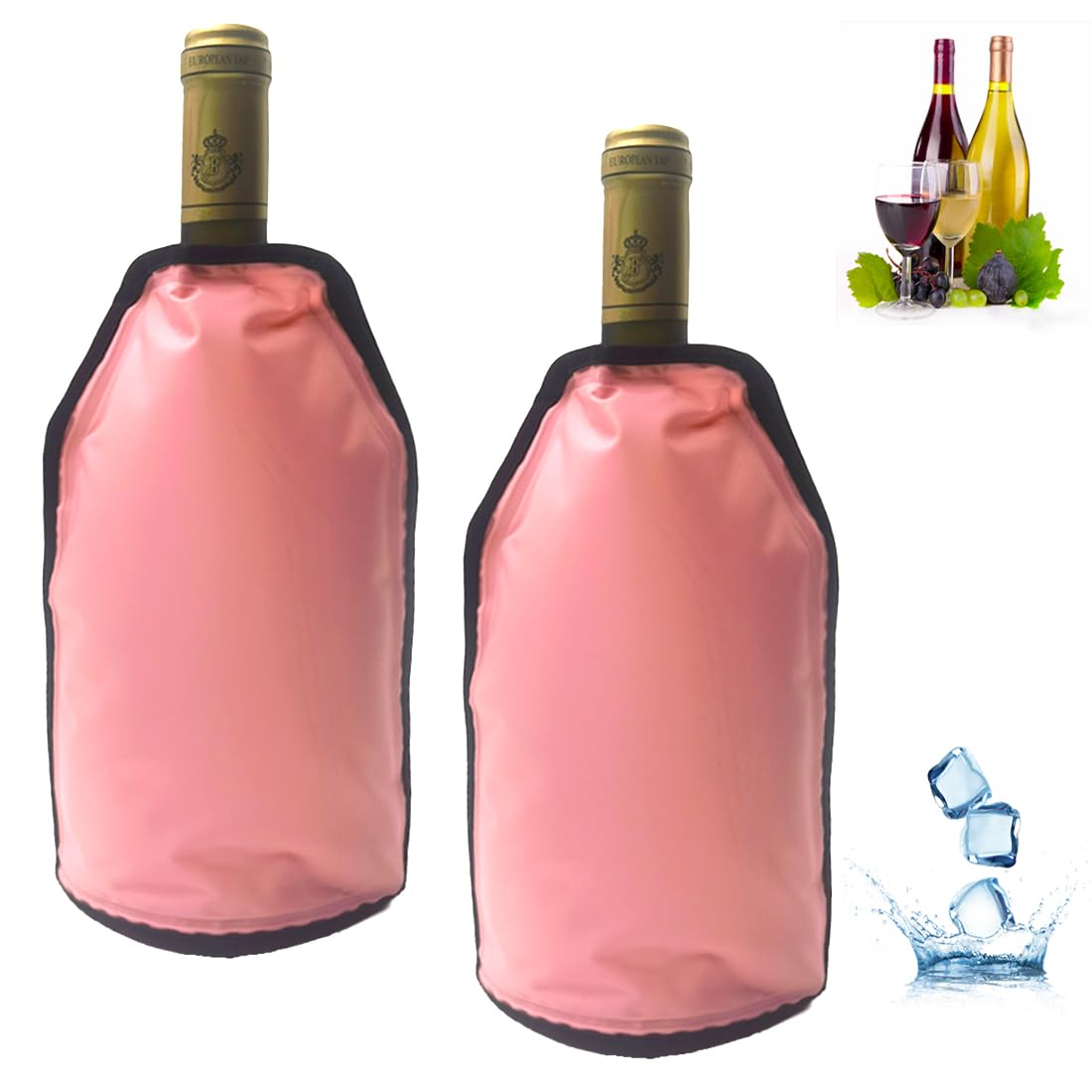Ice Wine Sleeve, Ice Wine Chiller, Wine Cooler Refrigerator, Wine Bottle Chiller Cooler for Red White Champagne or Sparkling. Gel Cooling Holder