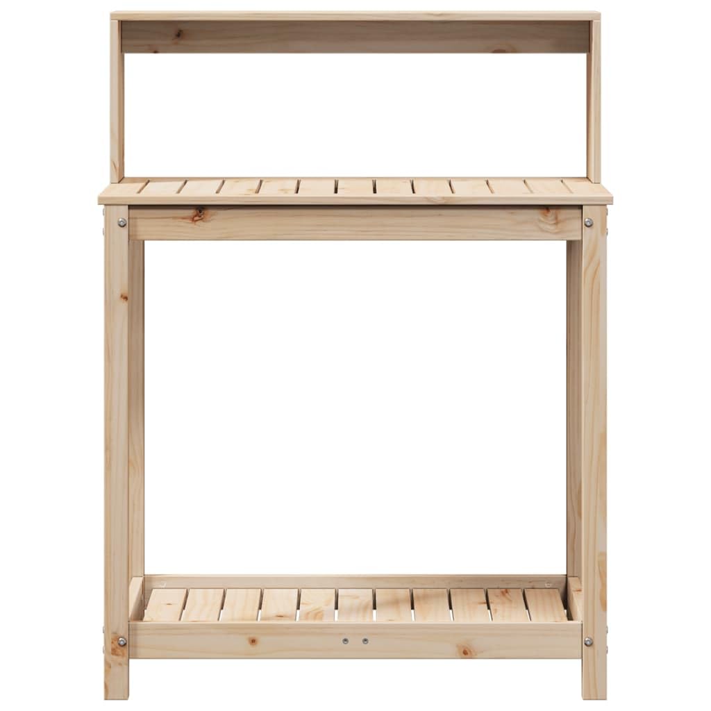 Stół do sadzenia roślin z litego drewna sosnowego, 82,5 x 50 x 109,5 cm z półkami, otwarty stół do roślin doniczkowych, narzędzi ogrodowych i nawozów, wytrzymała stacja na rośliny na taras, do