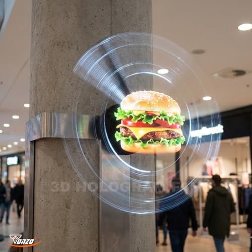 Image of TONZO 42 cm 3D Hologram Fan Display | LED Holographic Advertising Display with 234 LEDs, 2200x234 Resolution, Wi-Fi & Bluetooth App Control | Wall Mount 3D Video & Image Display for Shop