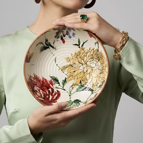 Image of SNS Guldaudi Canvas Ceramic Serving Bowl | Premium Salad & Snacks Bowl | Semi-Matt Floral Dinnerware for Oats Pasta Fruits & Desserts | Tableware for Gifting (Kitchenware Bowl, 1 Piece)