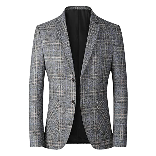 Blazers de printemps pour homme coupe ajustée motif écossais L