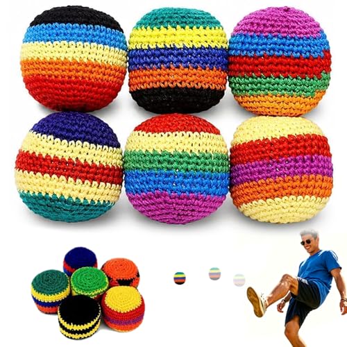 6 Pack Handmade Crocheted Footbags, Soft Wear Resistant Knitted Juggling Balls for Adults and Beginner, Great Footbag for Outdoor Play and Indoor Coordination Training (6 PCS) by UQGVML - Used condition - CA$11.96