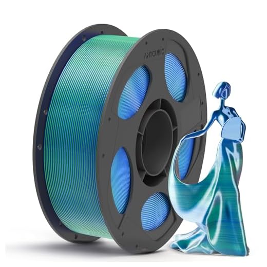 ⚡ ANYCUBIC Silk Dual Color Pla Filament, 2-in-1 Chrome Coextrusion Color Change 3D Printer Filament 1.75mm Dimensional Accuracy +/- 0.02mm, Silk Texture, 1KG Reusable Spool (2.2 lbs), Blue Green