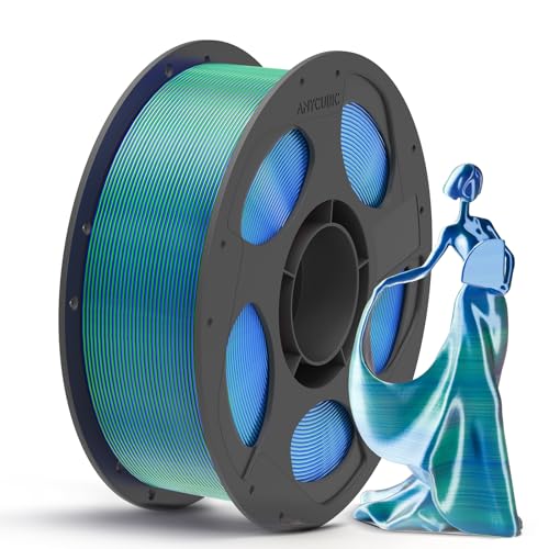 Image of ANYCUBIC Silk Dual Color Pla Filament, 2-in-1 Chrome Coextrusion Color Change 3D Printer Filament 1.75mm Dimensional Accuracy + /- 0.02mm, Silk Texture, 1KG Reusable Spool (2.2 lbs), Blue Green
