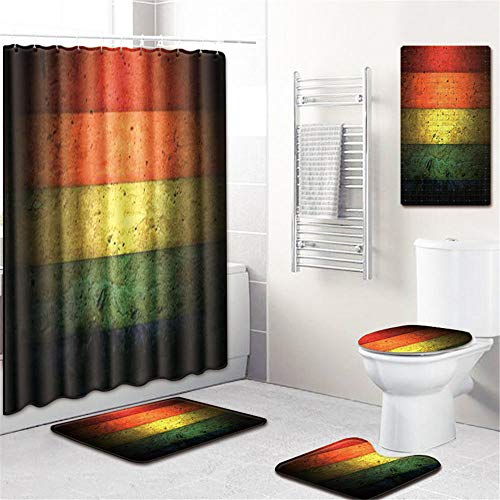 Claean-Acces-Home Wc Deckelbezug 5Pcs 3D Ägyptische Pyramiden Duschvorhang Badematte Toilettenkissen Set Rutschfester…