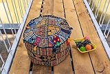 THE ART BOX Cotton Patchwork Vintage Boho Embroidered Bean Bag Seating Pouf Covers Ottoman Kids Stool Decorative Chair Boho Home Décor (14x22 Inches, Cover Only)